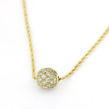 Kette mit Anhänger 585 Gold - Kugel mit Zirkonia 14 kt - Wert 1950,-