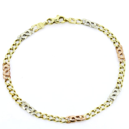 Armband 333 Gold 8 Karat Tricolor 20 cm lang