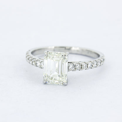Ring Emerald Cut 585 Gold 14 kt - 2 ct Diamant F VVS2 CVD - Labor Diamant