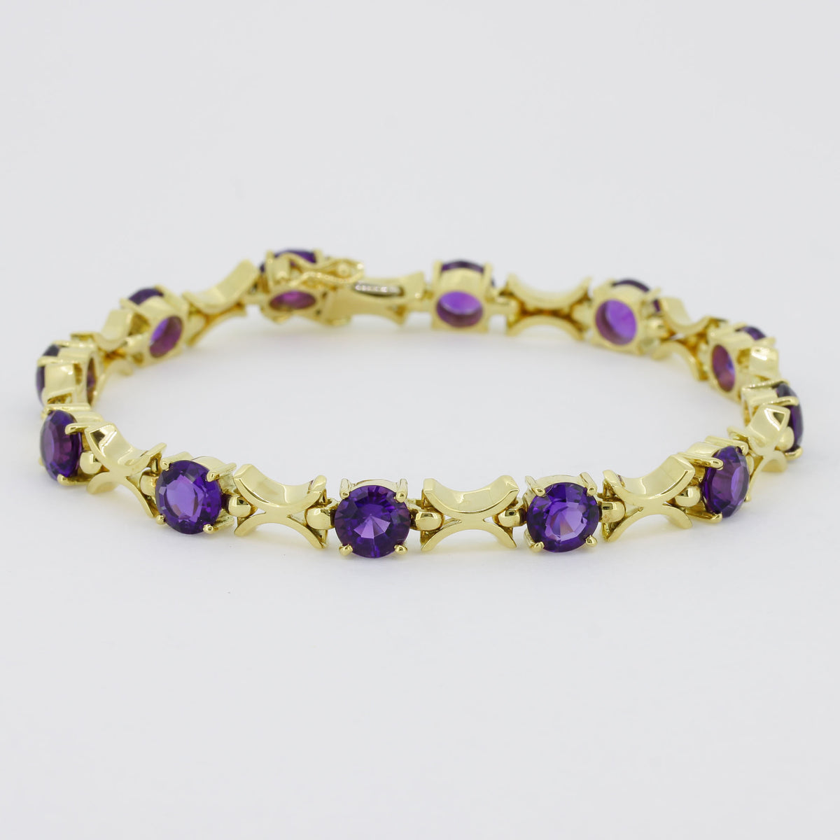 Armband 750 Gold 18 Karat Gelbgold Amethyst ca. 7 ct 18,5 cm
