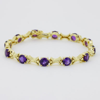 Armband 750 Gold 18 Karat Gelbgold Amethyst ca. 7 ct 18,5 cm