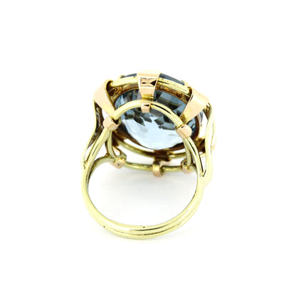 Ring 585 Gold 14 Kt Gelbgold und Rotgold - Blautopas - Wert 1700,-