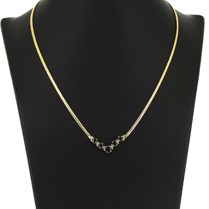 Collier 585 Gold 14 kt Gelbgold - Saphir und Diamanten - 42 cm lang