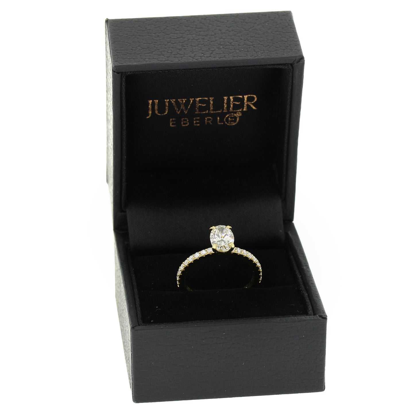 Solitär Verlobungsring 585 Gold 14 kt Gelbgold - IGI 1,01 ct oval Brillant VS2 - CVD Labor Diamant