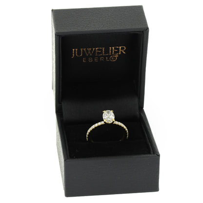 Solitär Verlobungsring 585 Gold 14 kt Gelbgold - IGI 1,01 ct oval Brillant VS2 - CVD Labor Diamant
