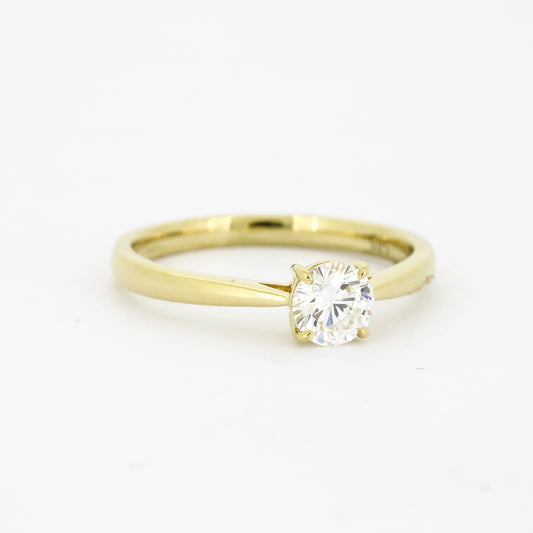 Solitär Verlobungsring 585 Gold 14 kt Gelbgold - 0,50 ct Brillant E VS2 - CVD Labor Diamant