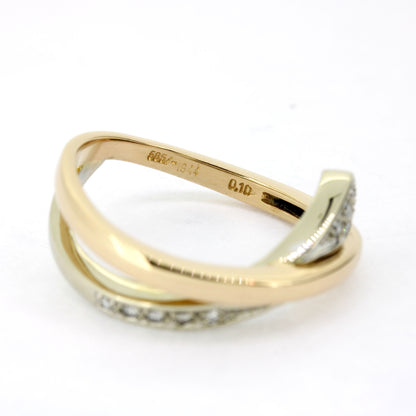 Ring 585 Gold 14 Karat Bicolor Diamanten 0,10 ct Gr. 56