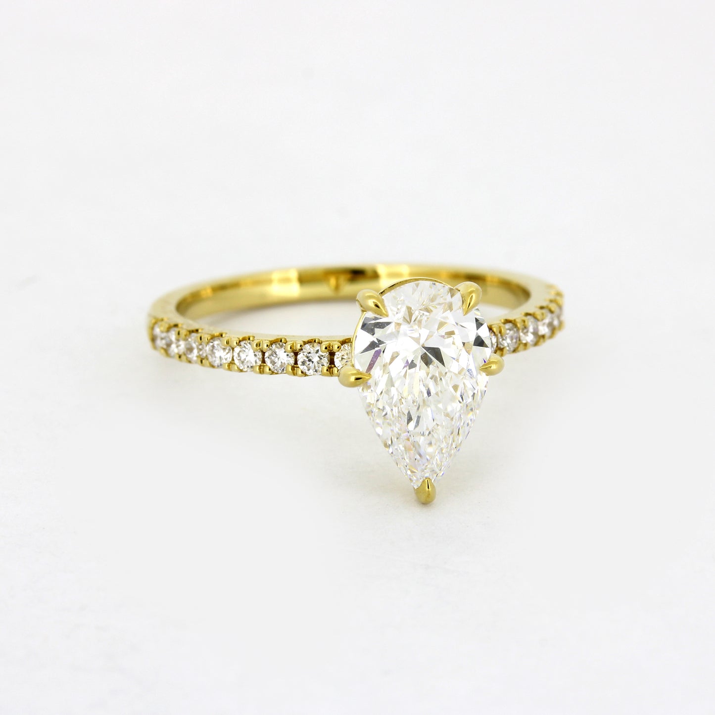 Ring 585 Gold 14 kt Gold - 1,50 ct Diamant tropfen VVS - CVD Labor Diamant