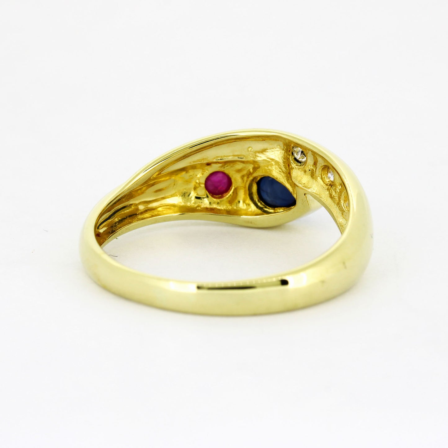 Ring 585 Gelbgold – Rubin, Saphir & Brillant ca. 0,025 ct – G55