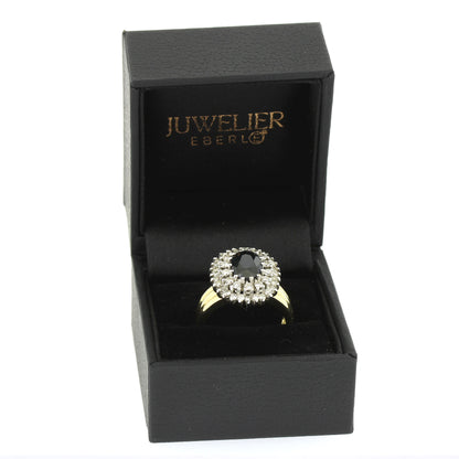 Ring 585 Gold 14 Kt Weißgold - Saphir - 0,80 ct Brillanten - Wert 2550 ,-