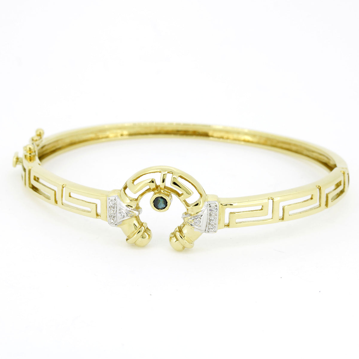 Armreif 585 Gold 14 Karat Gelbgold Saphir und Zirkonia - Wert 3750,-