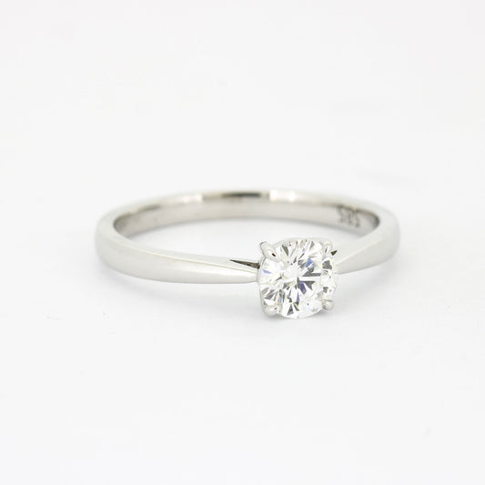 Solitär Verlobungsring 585 Gold 14 kt Weißgold - 0,50 ct Brillant E VS2 - CVD Labor Diamant