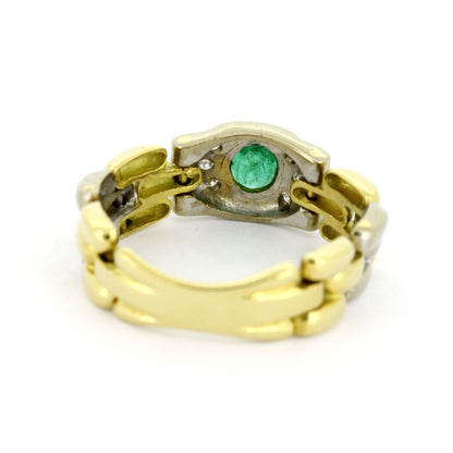 Glieder Bandring 585 Gold 14 Kt mit Smaragd & Diamanten - Wert 1200,-