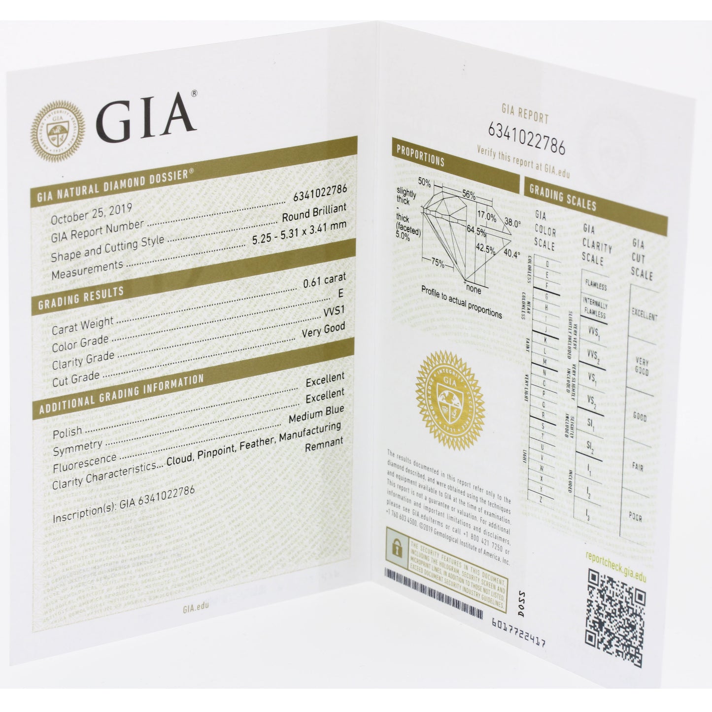 GIA Solitär Brillant Ring 585 Weißgold 14 Kt 0,61 ct E VVS1 - Wert 3800,-