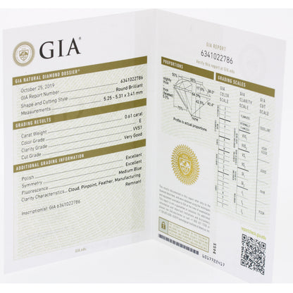 GIA Solitär Brillant Ring 585 Weißgold 14 Kt 0,61 ct E VVS1 - Wert 3800,-