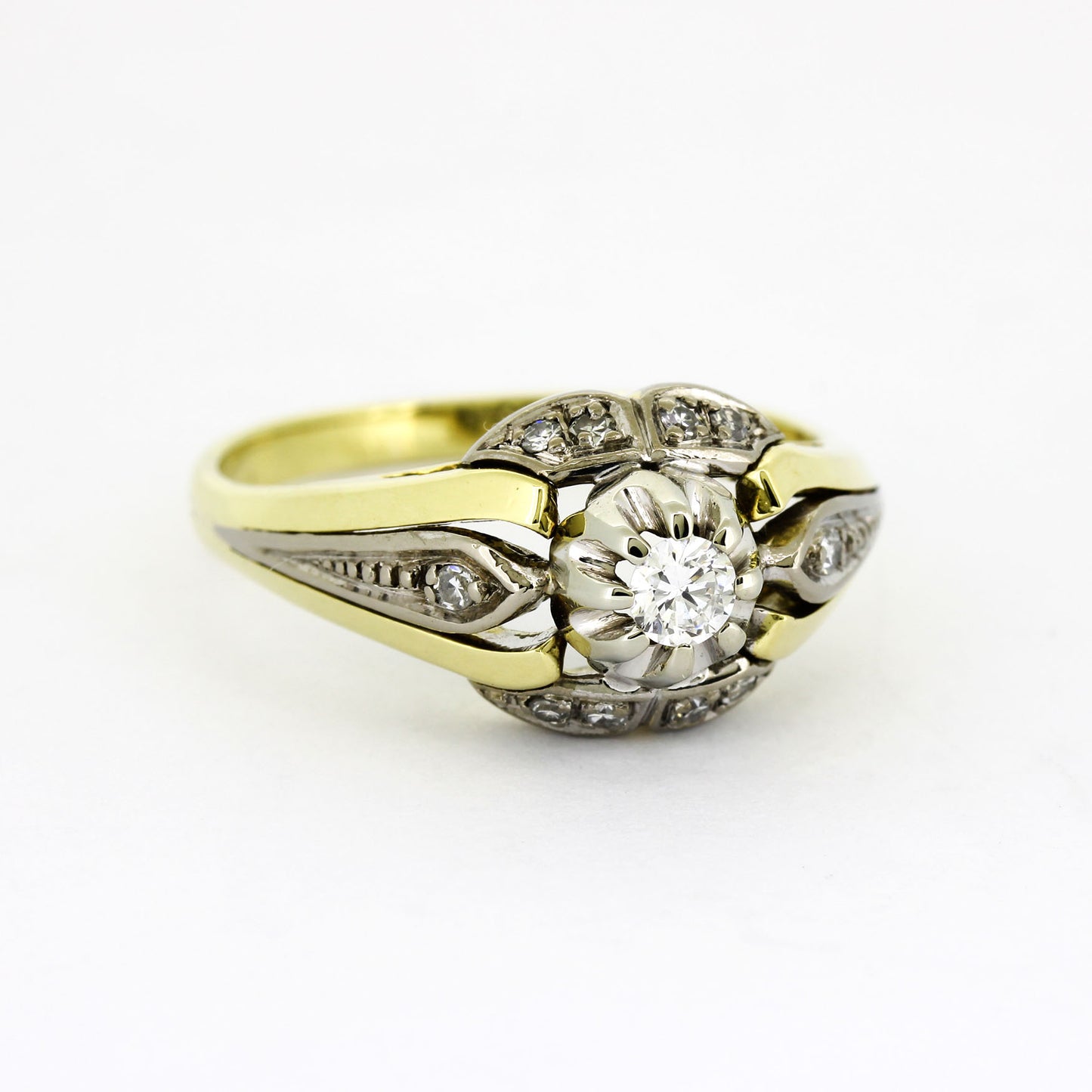 Ring 585 Gelb- & Weißgold – Brillant ca. 0,12 ct TW/VS + 0,05 ct - G58