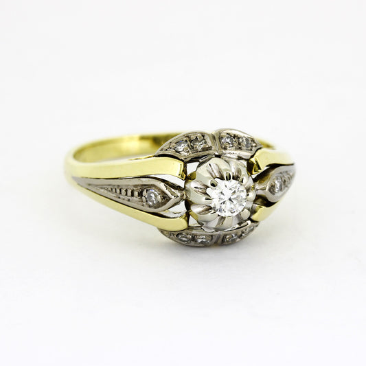Ring 585 Gelb- & Weißgold – Brillant ca. 0,12 ct TW/VS + 0,05 ct - G58