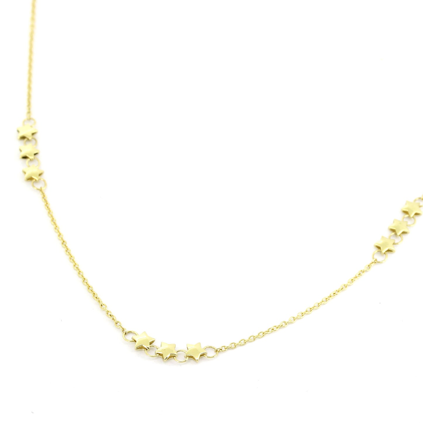 Sternen Kette 585 Gold 14 kt Gelbgold - 45 - 48 cm lang