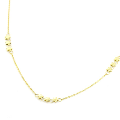 Sternen Kette 585 Gold 14 kt Gelbgold - 45 - 48 cm lang