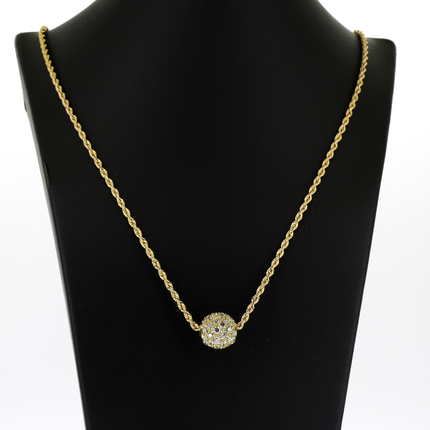 Kette mit Anhänger 585 Gold - Kugel mit Zirkonia 14 kt - Wert 1950,-