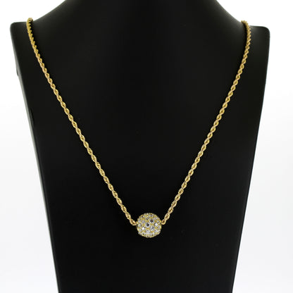 Kette mit Anhänger 585 Gold - Kugel mit Zirkonia 14 kt - Wert 1950,-
