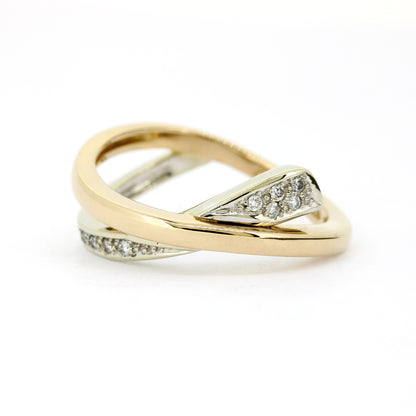 Ring 585 Gold 14 Karat Bicolor Diamanten 0,10 ct Gr. 56