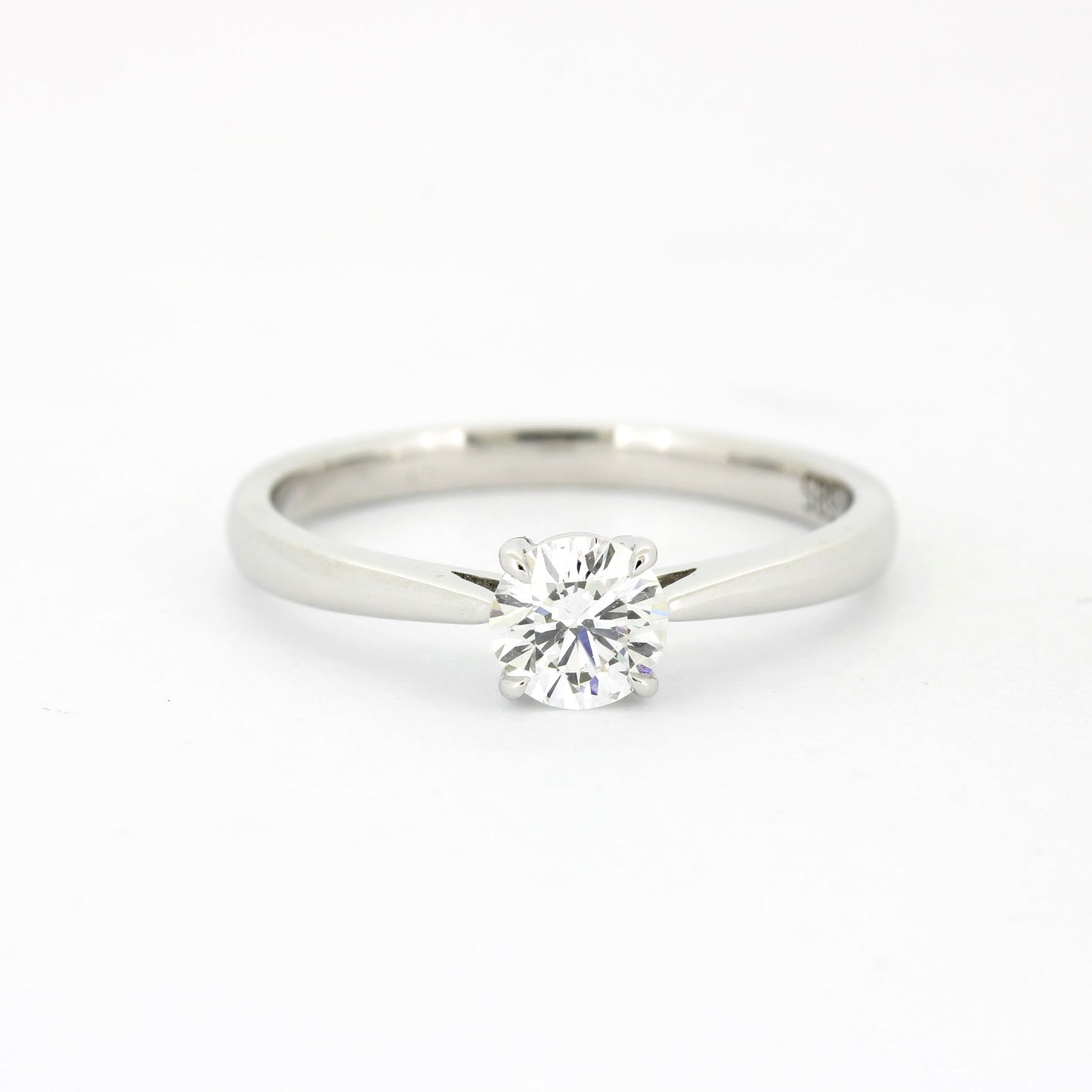 Solitär Verlobungsring 585 Gold 14 kt Weißgold - 0,50 ct Brillant E VS2 - CVD Labor Diamant