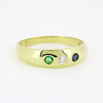 Ring 585 Gold 14 Karat Gelbgold Smaragd, Saphir, Brillant - Wert 700,-