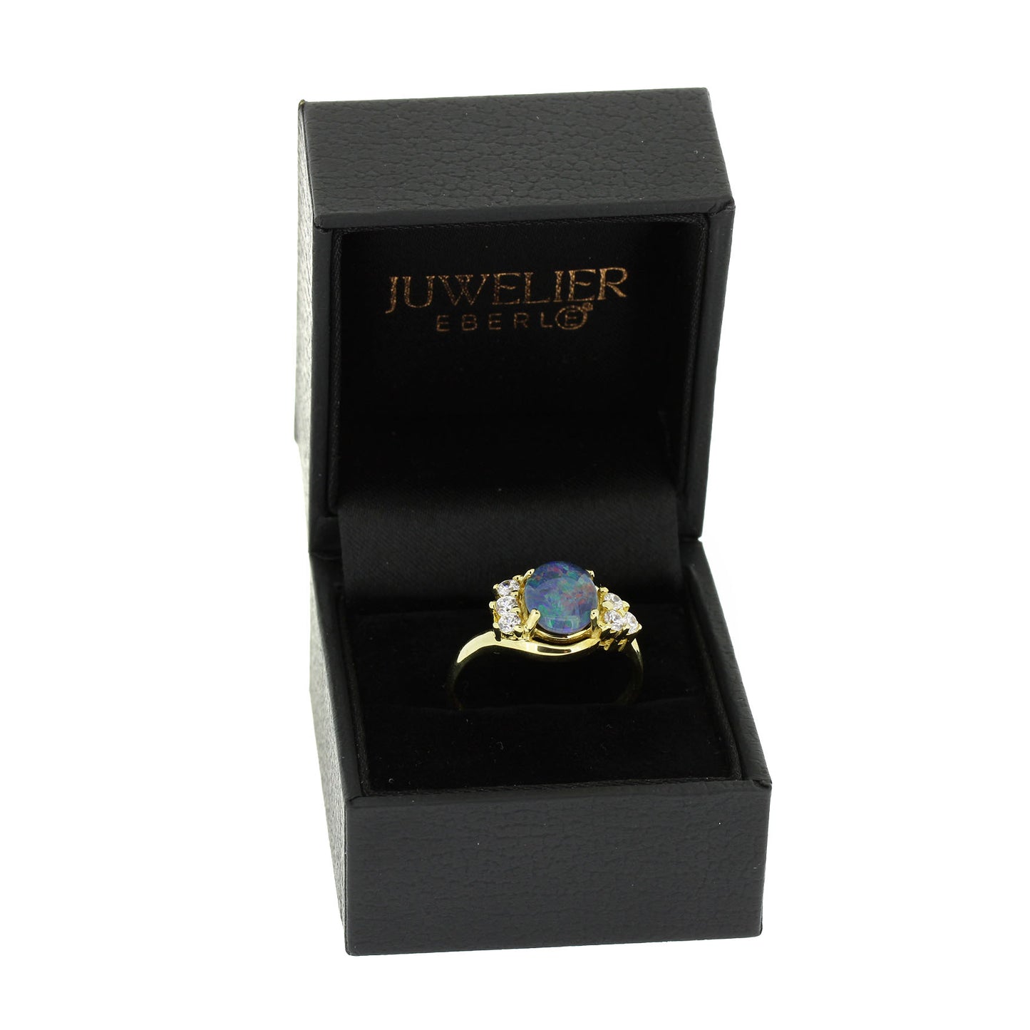 Ring 333 Gelbgold mit Opal-Triplette & Zirkonia - Wert 350,-