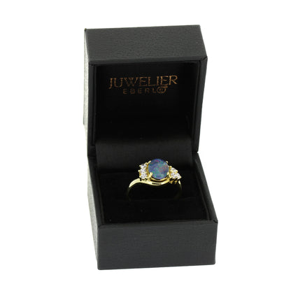 Ring 333 Gelbgold mit Opal-Triplette & Zirkonia - Wert 350,-