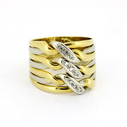 Ring 750 Gold 18 Kt tricolor - mit Diamanten - Wert 1970,-