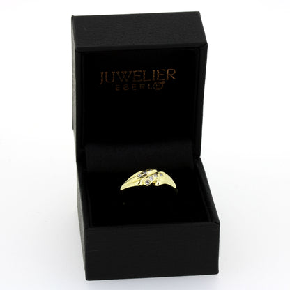 585 Gold Ring Gelbgold Brillant 0,10 ct W/SI Gr. 57 massiv elegant- Wert 820,-