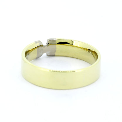 585 Gold Ring Gold Bicolor Brillant 0,03 ct W/SI Gr. 54 massiv- Wert 1100,-