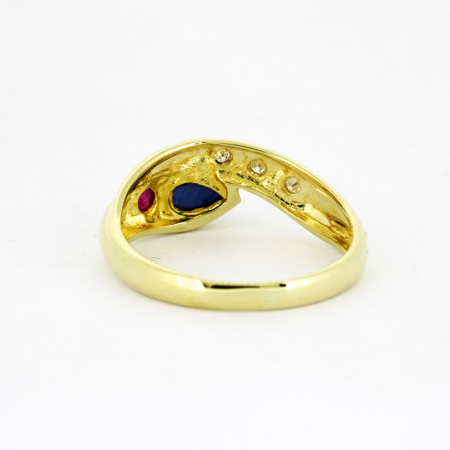 Ring 585 Gelbgold – Rubin, Saphir & Brillant ca. 0,025 ct – G55