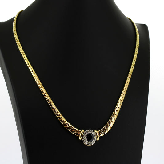 Collier 585 Gold 14 kt Saphir Brillanten 0,48 ct - 46 cm lang - Wert 3600,-