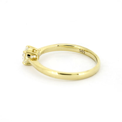 Solitär Verlobungsring 585 Gold 14 kt Gelbgold - 0,50 ct Brillant E VS2 - CVD Labor Diamant