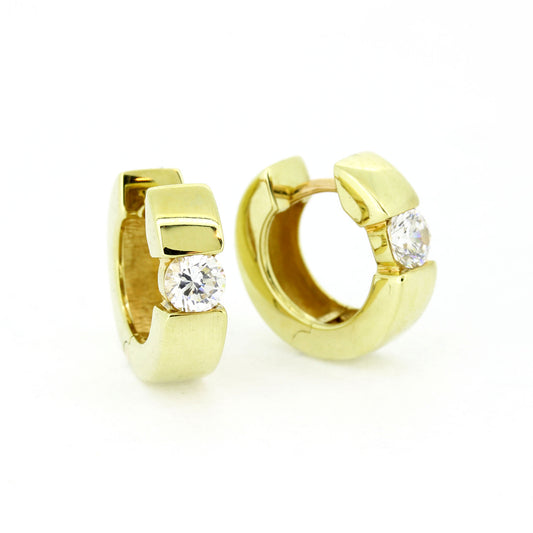 Ohrringe Creolen 375 Gold 9 Kt Gelbgold - Zirkonia - Wert 390,-