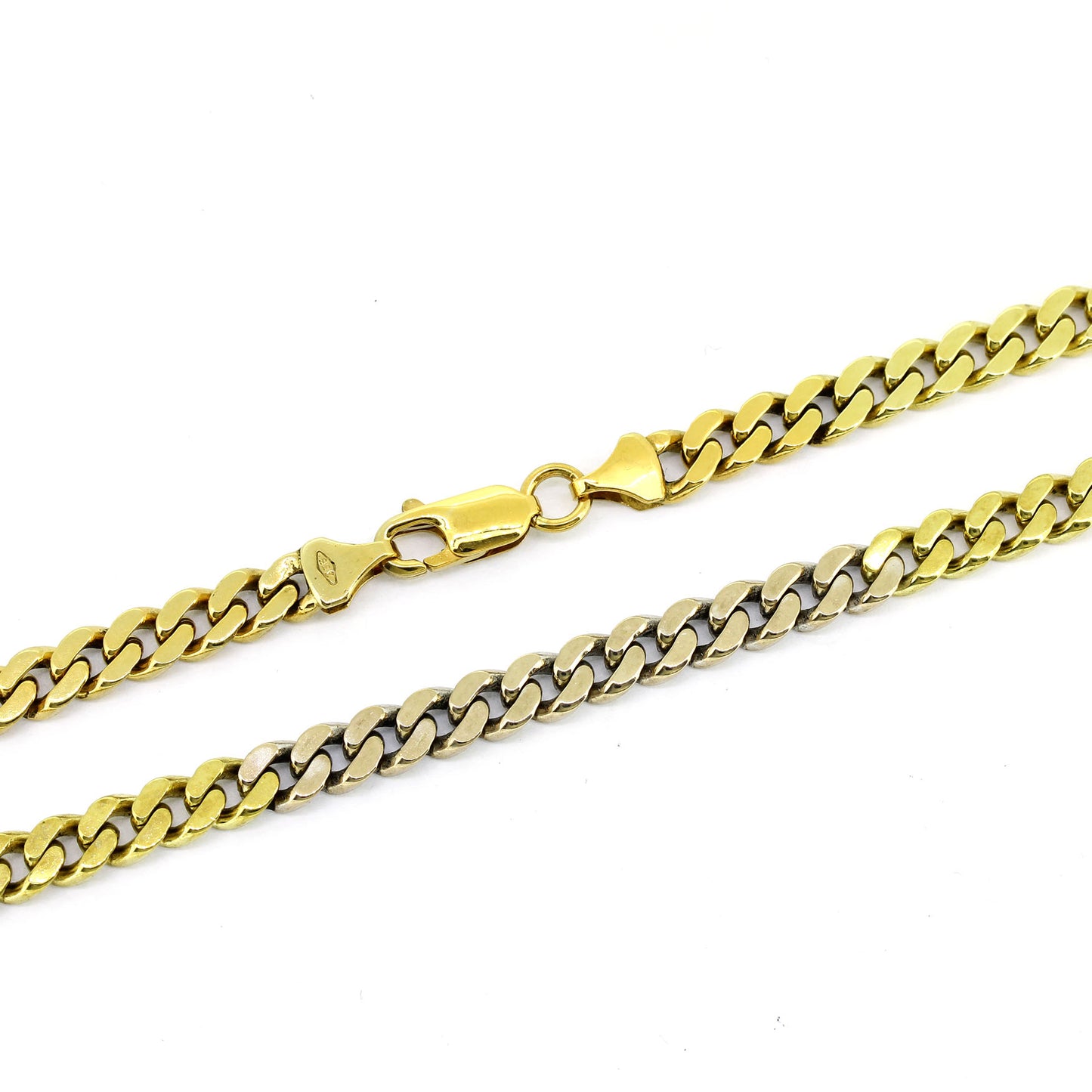 Panzer Kette 333 Gold 8 kt bicolor - 51 cm lang -  Breite 5 mm