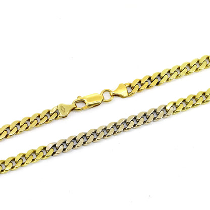 Panzer Kette 333 Gold 8 kt bicolor - 51 cm lang -  Breite 5 mm