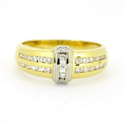 Ring 750 Gold 18 Karat Bicolor Brillanten 0,24 ct TW/SI