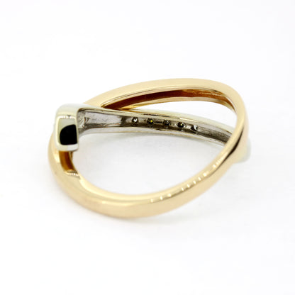Ring 585 Gold 14 Karat Bicolor Diamanten 0,10 ct Gr. 56