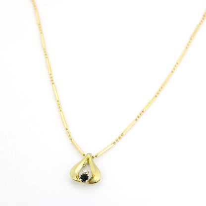 Kette mit Anhänger - 333 & 585 Gelbgold - Saphir & Zirkonia - Wert 780,-