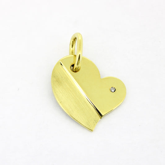 Herz Anhänger 585 Gold 14 Kt Gelbgold - Brillant - Wert 630,-