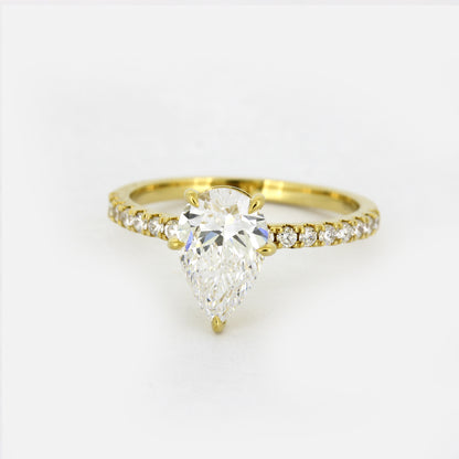 Ring 585 Gold 14 kt Gold - 1,50 ct Diamant tropfen VVS - CVD Labor Diamant
