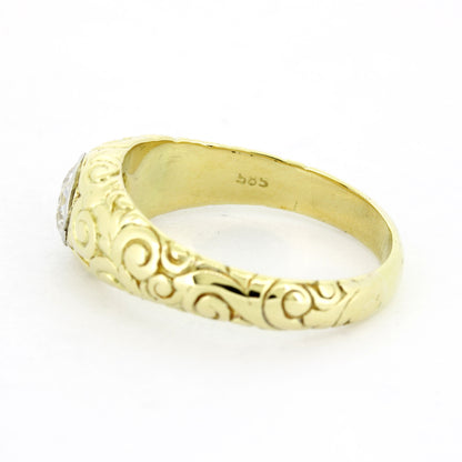 Ring 585 Gold 14 Kt Gelbgold - Diamant Altschliff 1,0 ct TW/P1 - Wert 4660,-