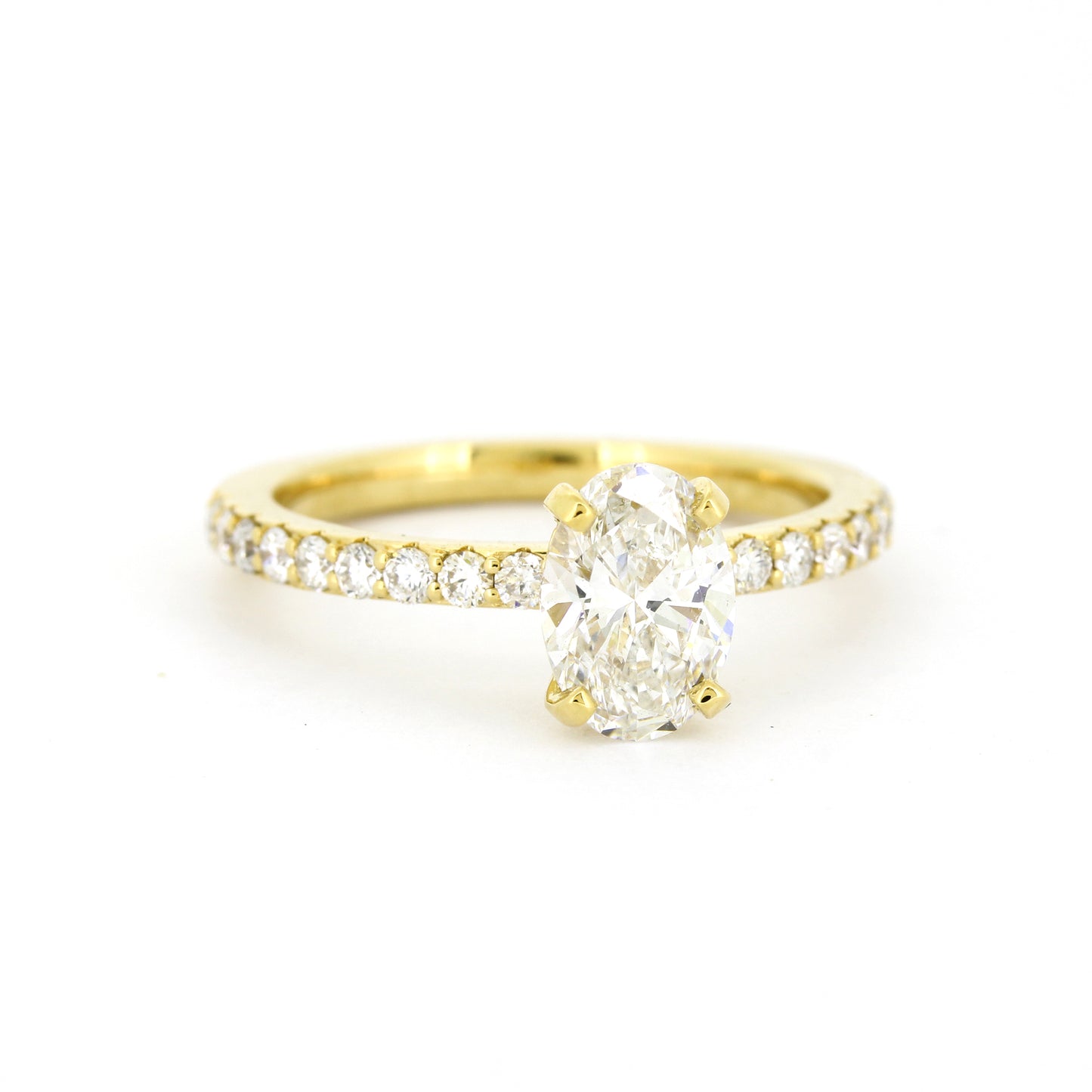Verlobungsring 750 Gold 18 kt Gelbgold - oval Brillant 1,01 ct IGI VS2