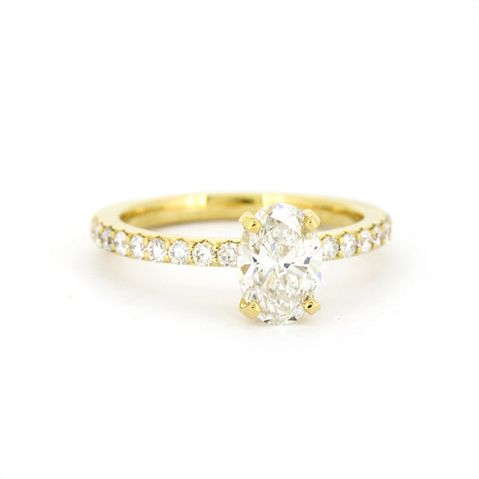 Verlobungsring 750 Gold 18 kt Gelbgold - oval Brillant 1,01 ct IGI VS2