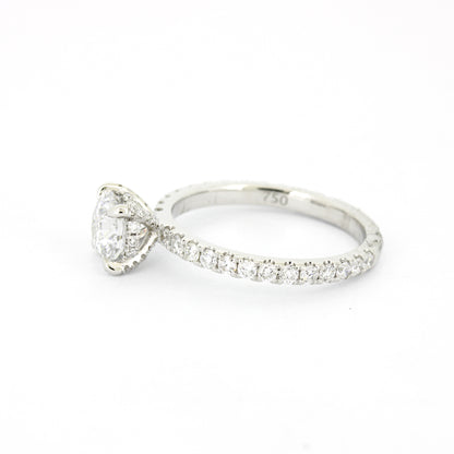 Solitär Verlobungsring 585 Gold 14 kt Weißgold - IGI 1,03 ct Brillant VS2 - CVD Labor Diamant