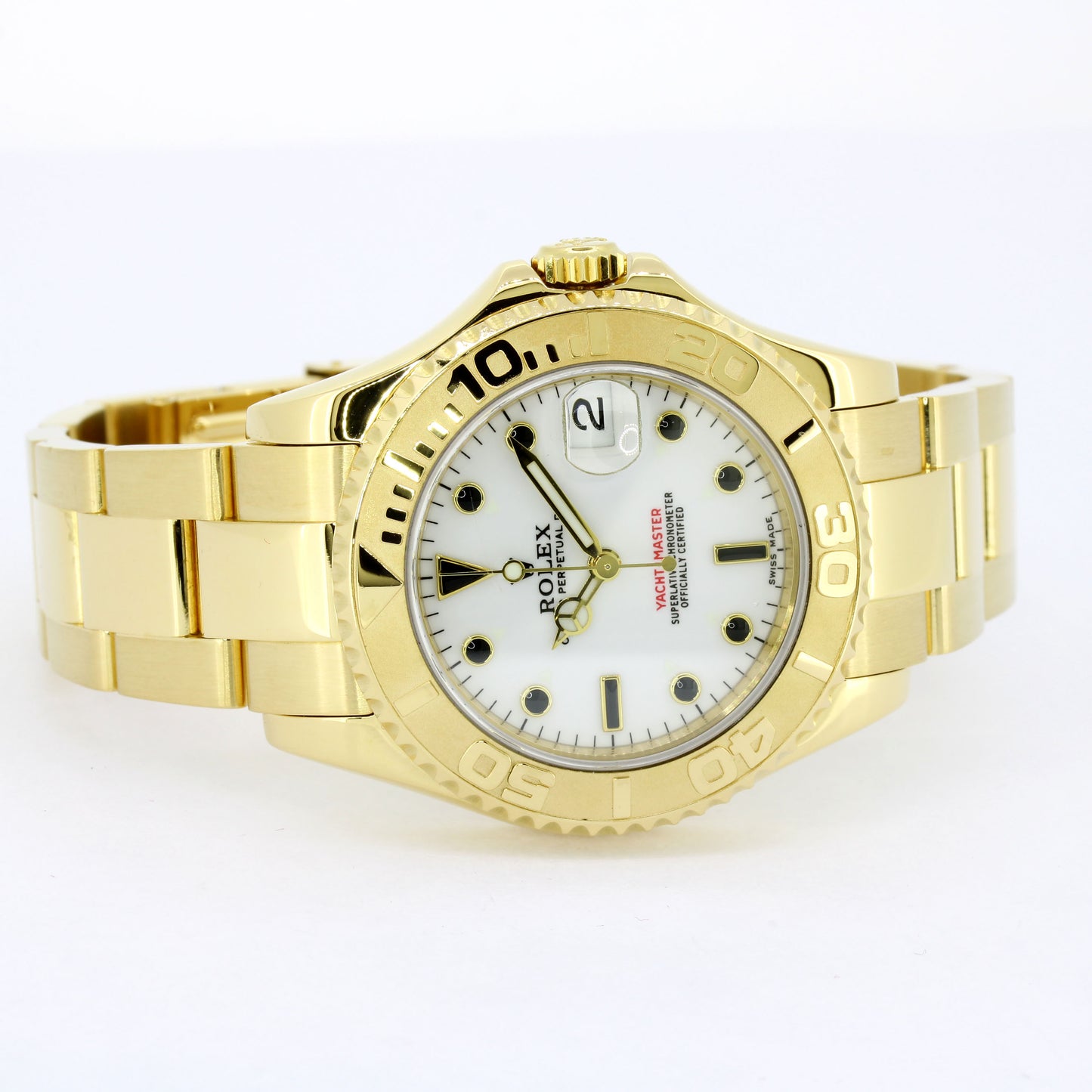 Rolex Yachmaster 18 Kt - 35 mm - Ref 168628 - White Dial- Automatik