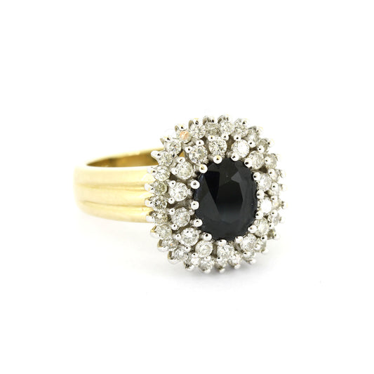 Ring 585 Gold 14 Kt Weißgold - Saphir - 0,80 ct Brillanten - Wert 2550 ,-
